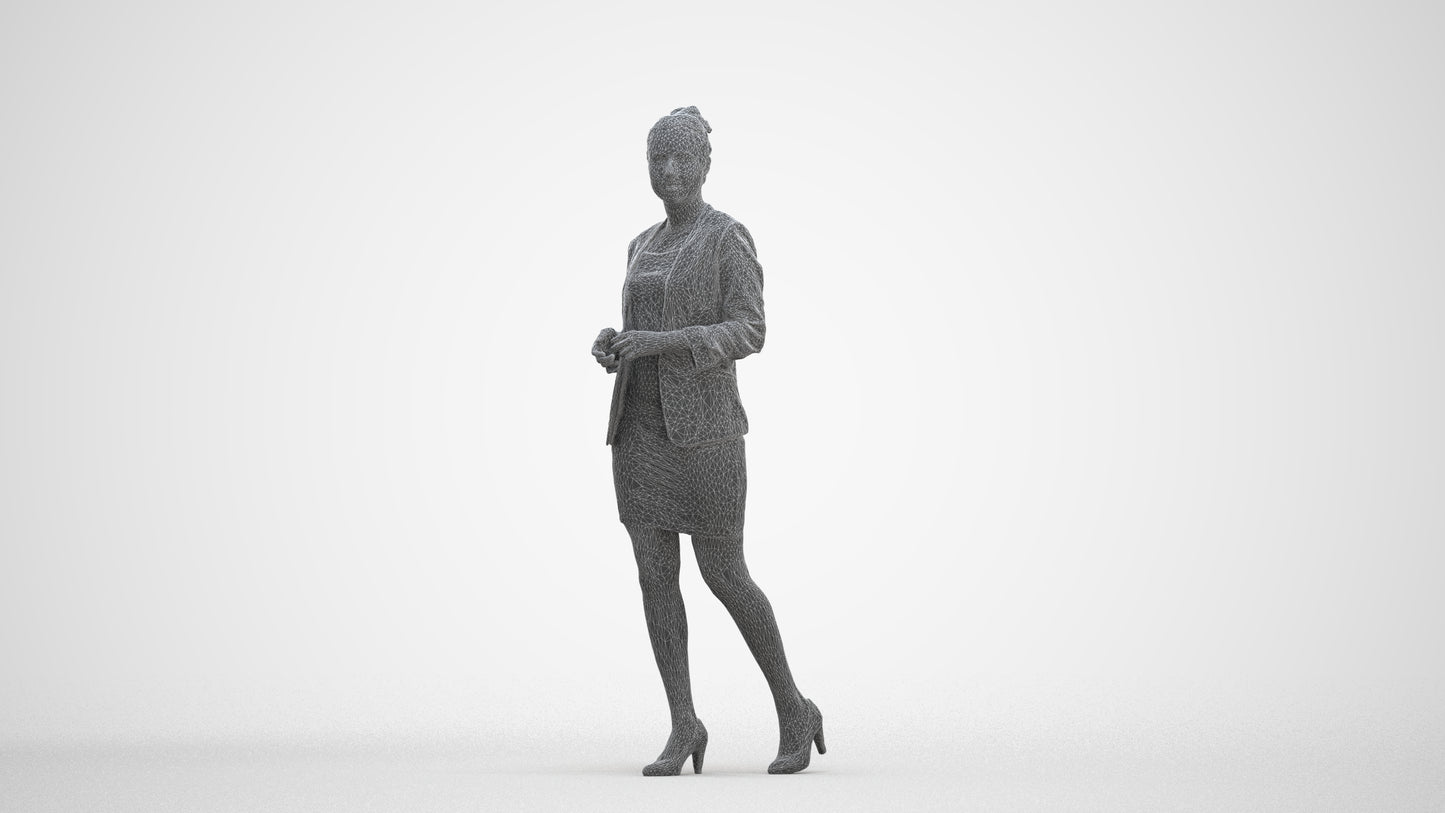 scanned 3D woman business, photogrammetry people for Enscape and V-Ray, three-quarter view render