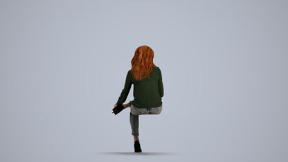 realistic 3D senior woman business sitting, scanned archviz people for Blender and 3ds Max, front view render