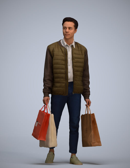 3D human model man casual formal, photogrammetry scanned person for archviz