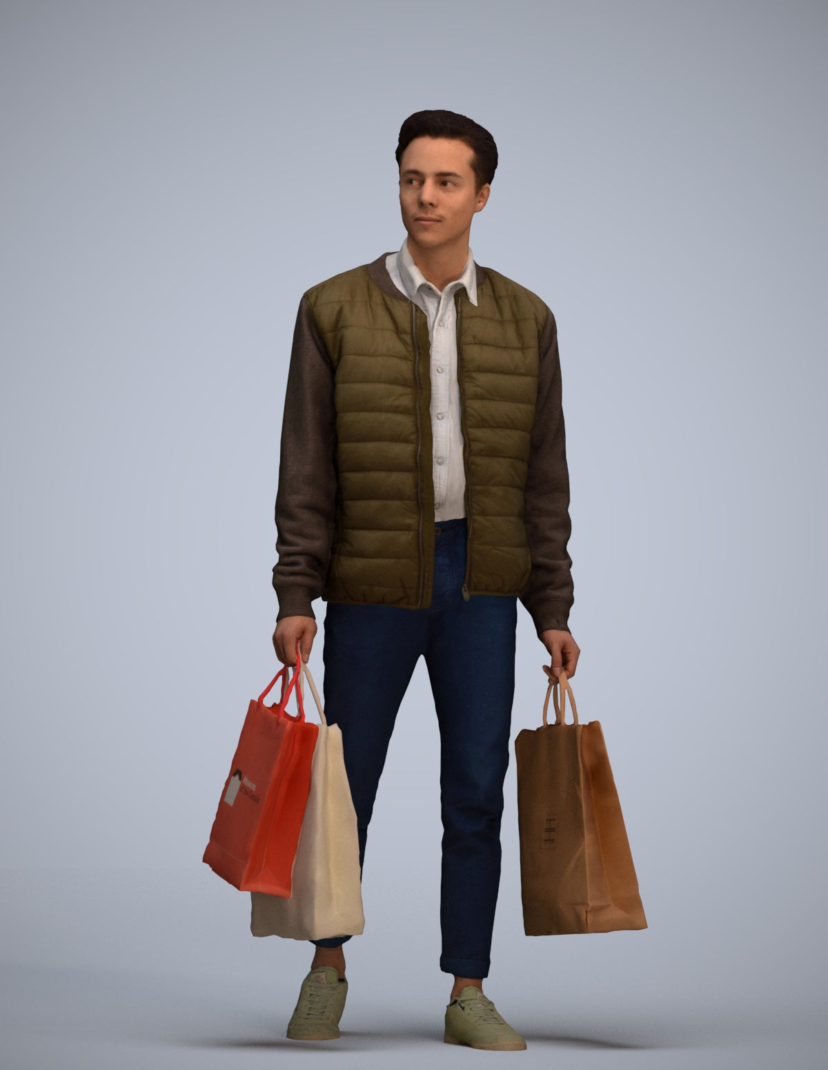 3D human model man casual formal, photogrammetry scanned person for archviz