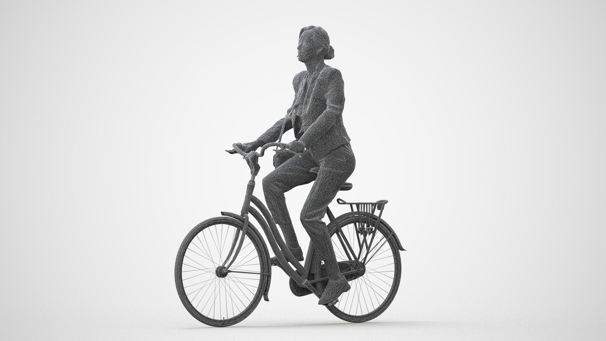 3D people model woman business cycling, scanned human for 3ds Max rendering, square thumbnail