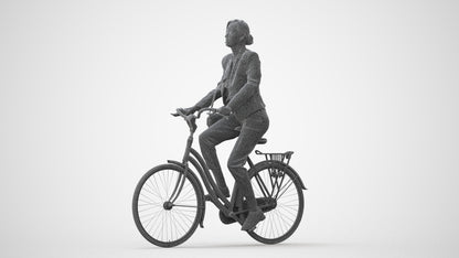 3D people model woman business cycling, scanned human for 3ds Max rendering, square thumbnail