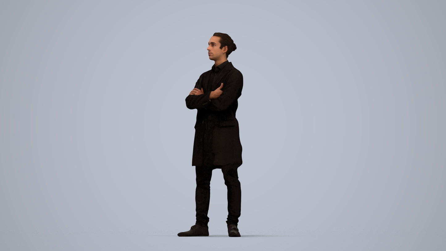 realistic 3D human man casual standing, archviz people FBX OBJ for Blender, top-down view render