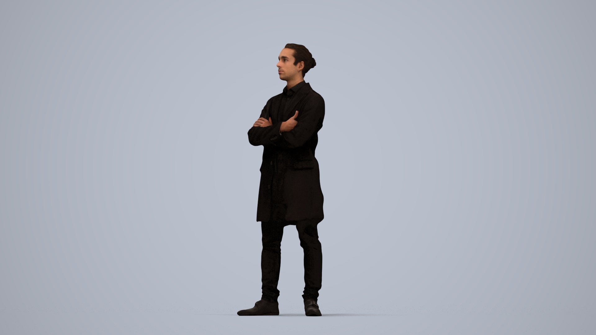 realistic 3D human man casual standing, archviz people FBX OBJ for Blender, top-down view render