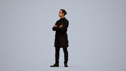 realistic 3D human man casual standing, archviz people FBX OBJ for Blender, top-down view render