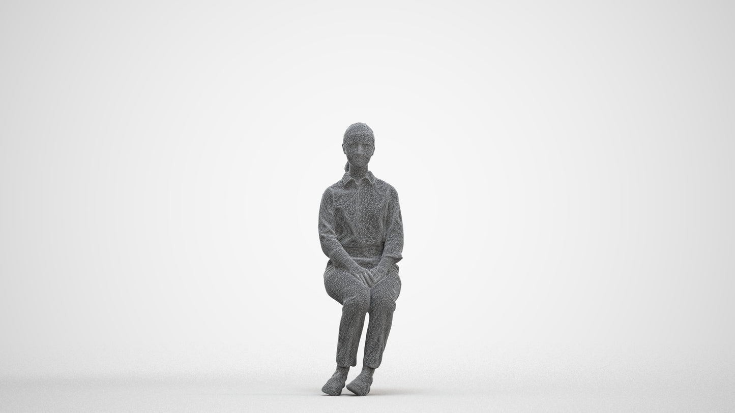 realistic 3D human girl kids, archviz people FBX OBJ for Blender, three-quarter front view render