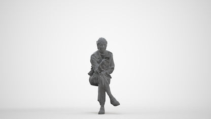 photogrammetry 3D woman casual sitting, realistic human model archviz FBX, three-quarter front view render