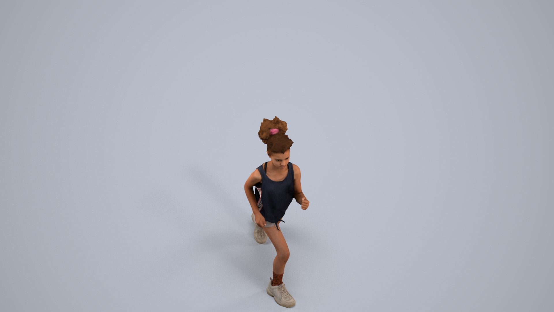 photogrammetry 3D girl sport kids, realistic human model archviz FBX, back view render