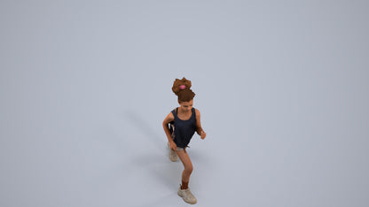 photogrammetry 3D girl sport kids, realistic human model archviz FBX, back view render