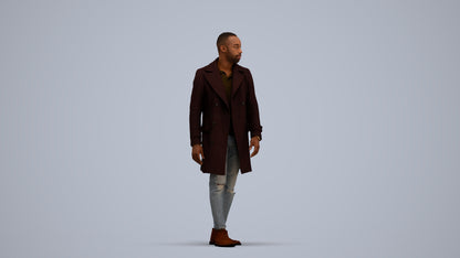 3D people model man casual walking, scanned human for 3ds Max rendering, standing pose render