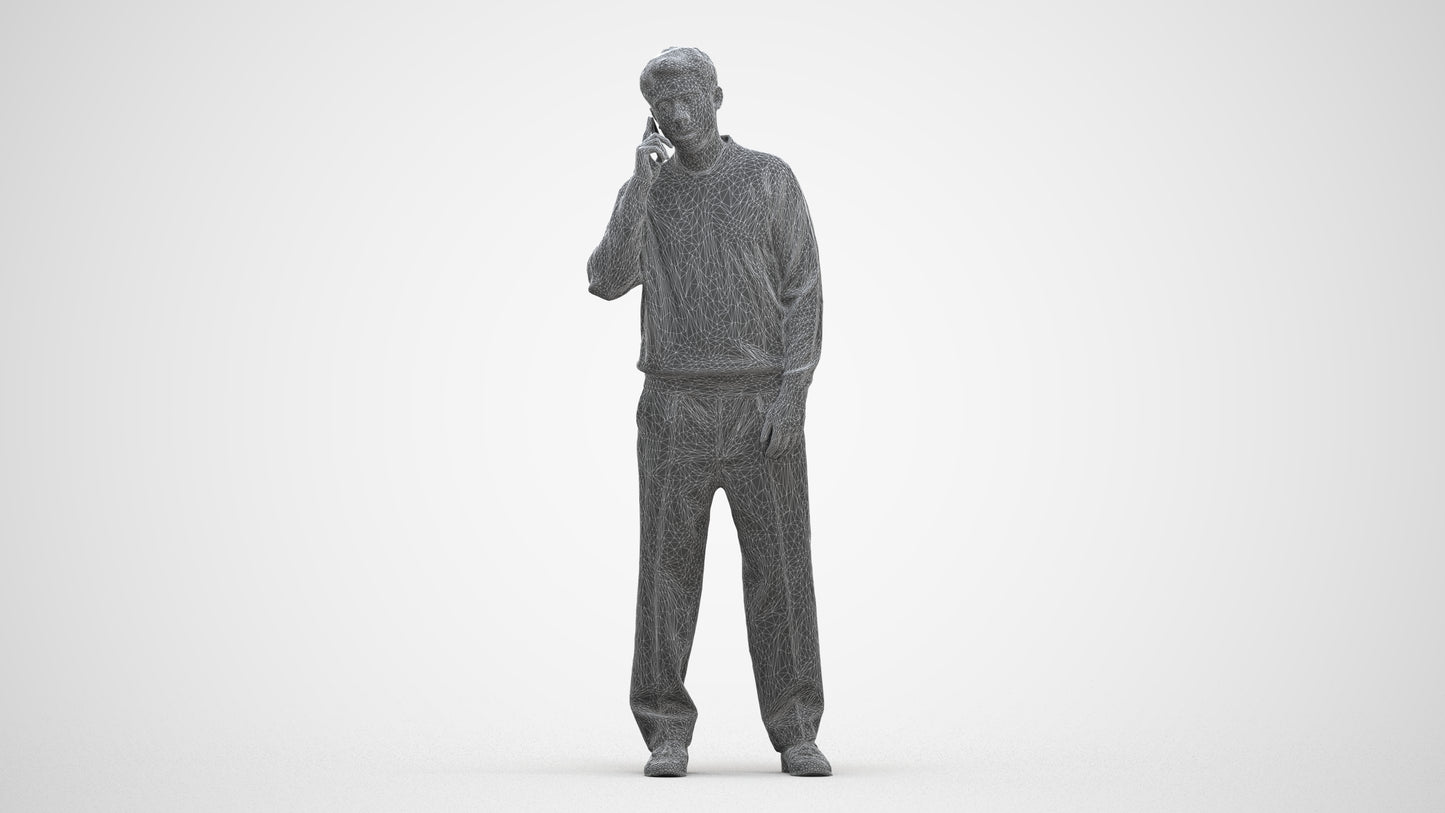 realistic 3D people man casual standing, render-ready for V-Ray and Corona, FBX OBJ, three-quarter front view render