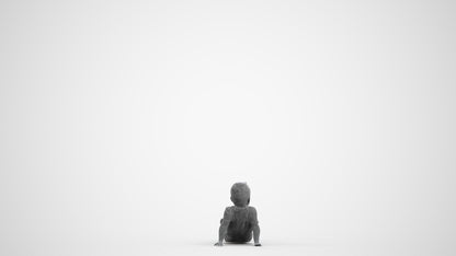 photogrammetry 3D boy casual kids, realistic human model archviz FBX, wireframe front view