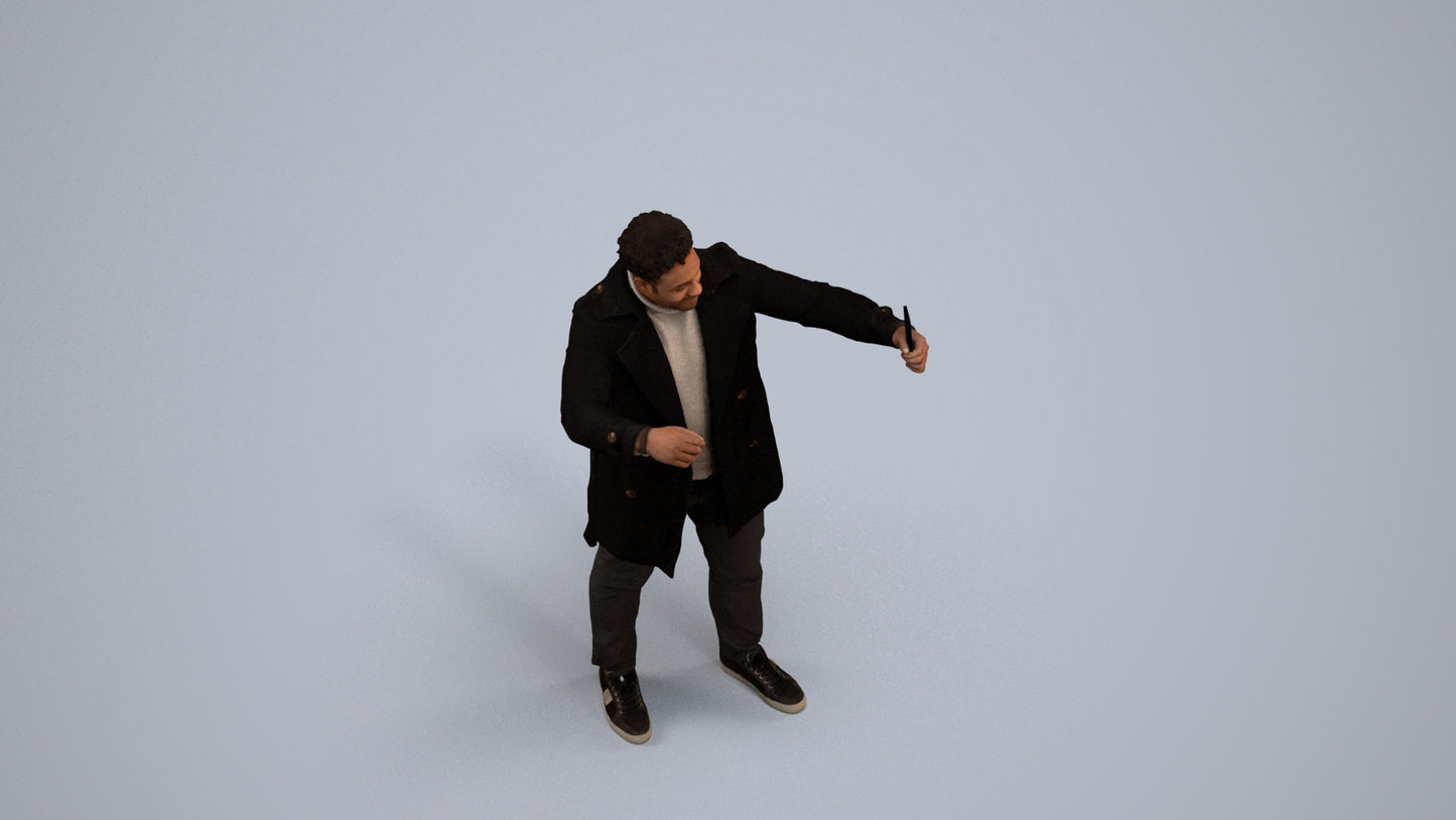 scanned 3D man casual standing, photogrammetry people for Enscape and V-Ray, back view render