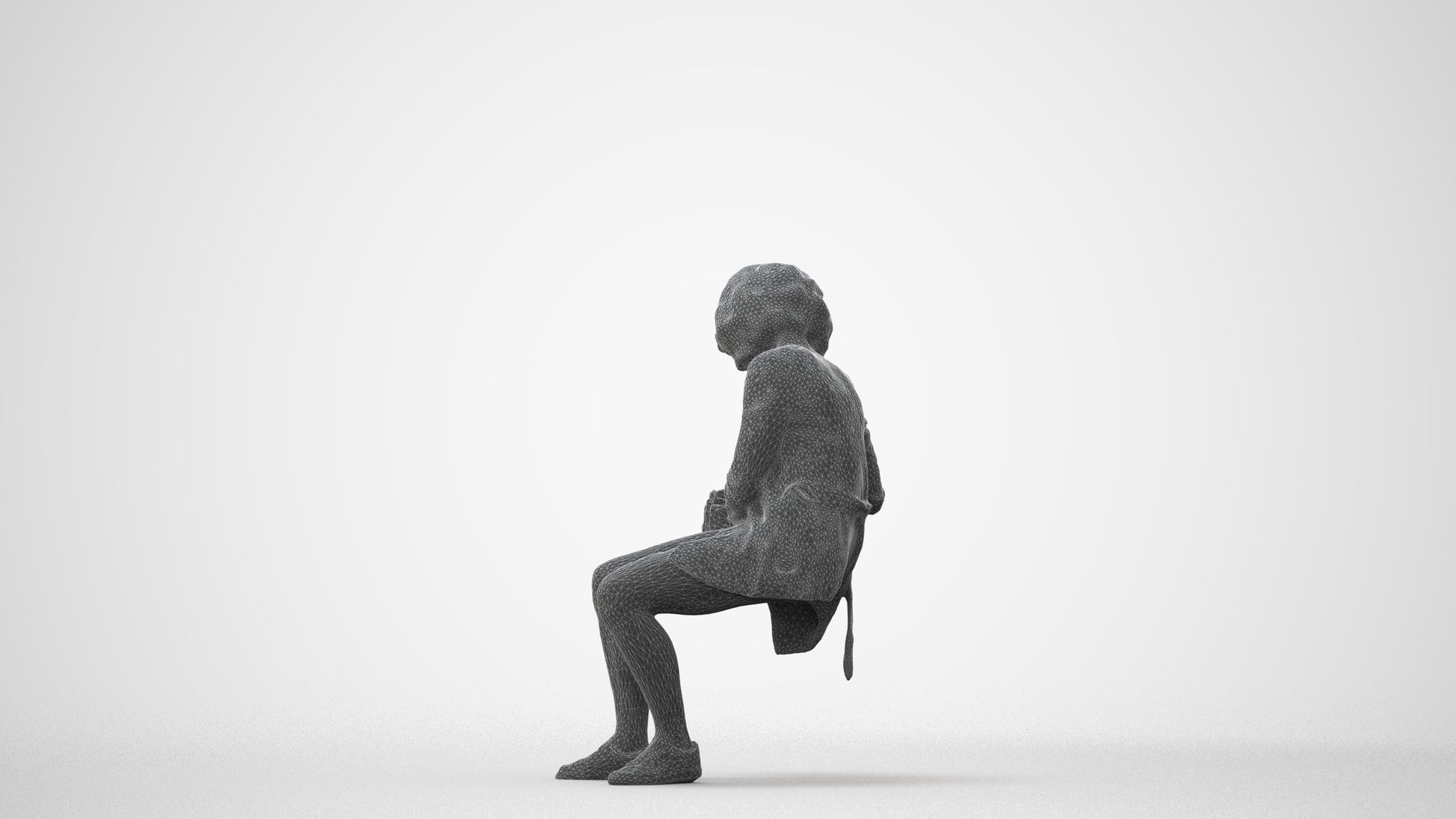 3D people model woman business sitting, scanned human for 3ds Max rendering, square thumbnail