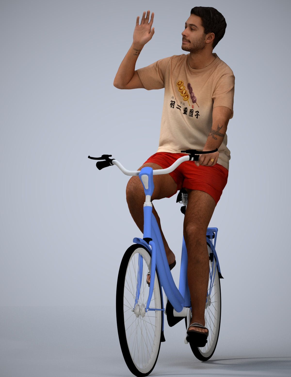 realistic 3D human man casual cycling, archviz people FBX OBJ for Blender