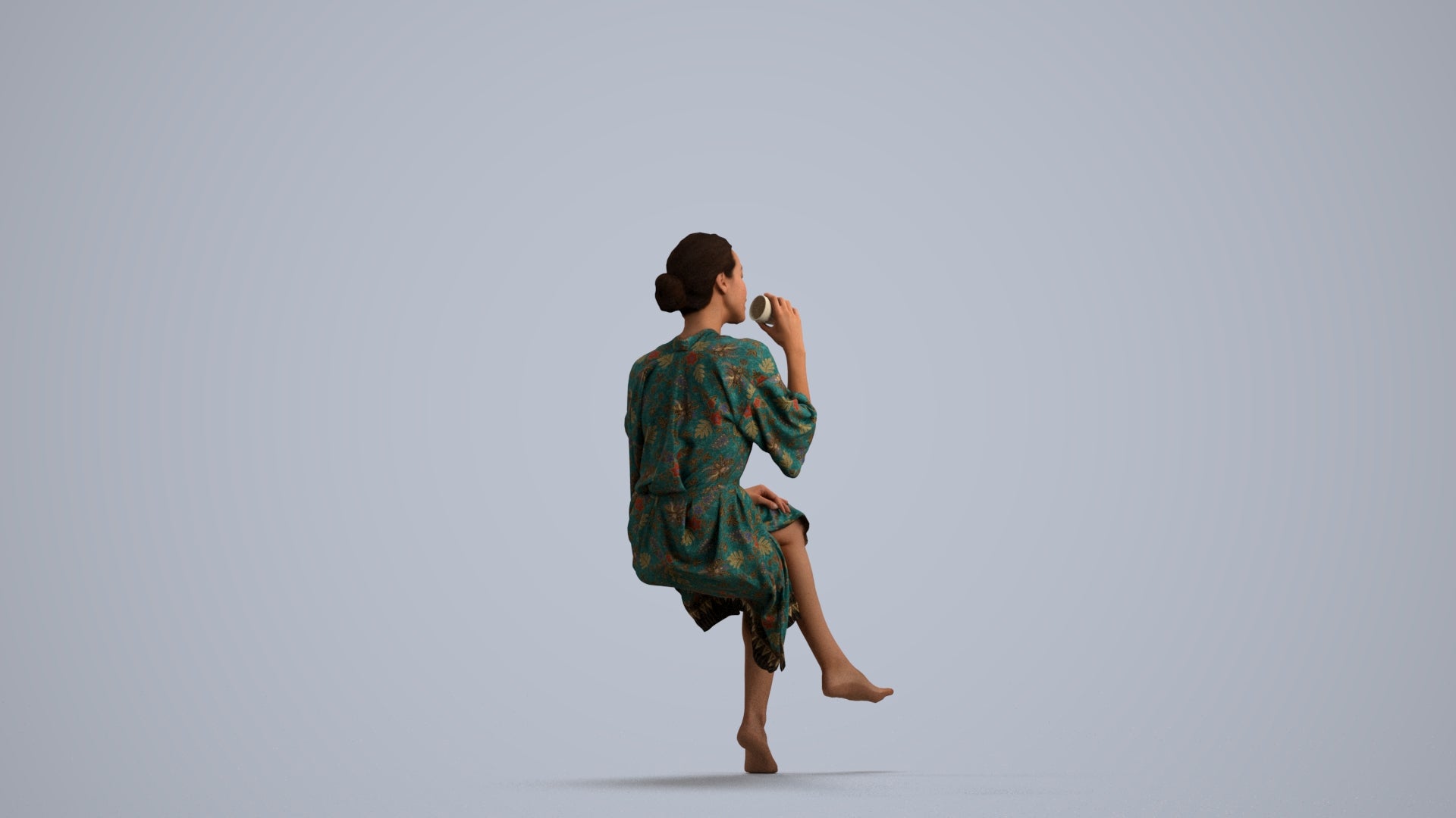 photogrammetry 3D woman casual bathroom, realistic human model archviz FBX, front view render