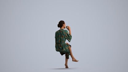 photogrammetry 3D woman casual bathroom, realistic human model archviz FBX, front view render
