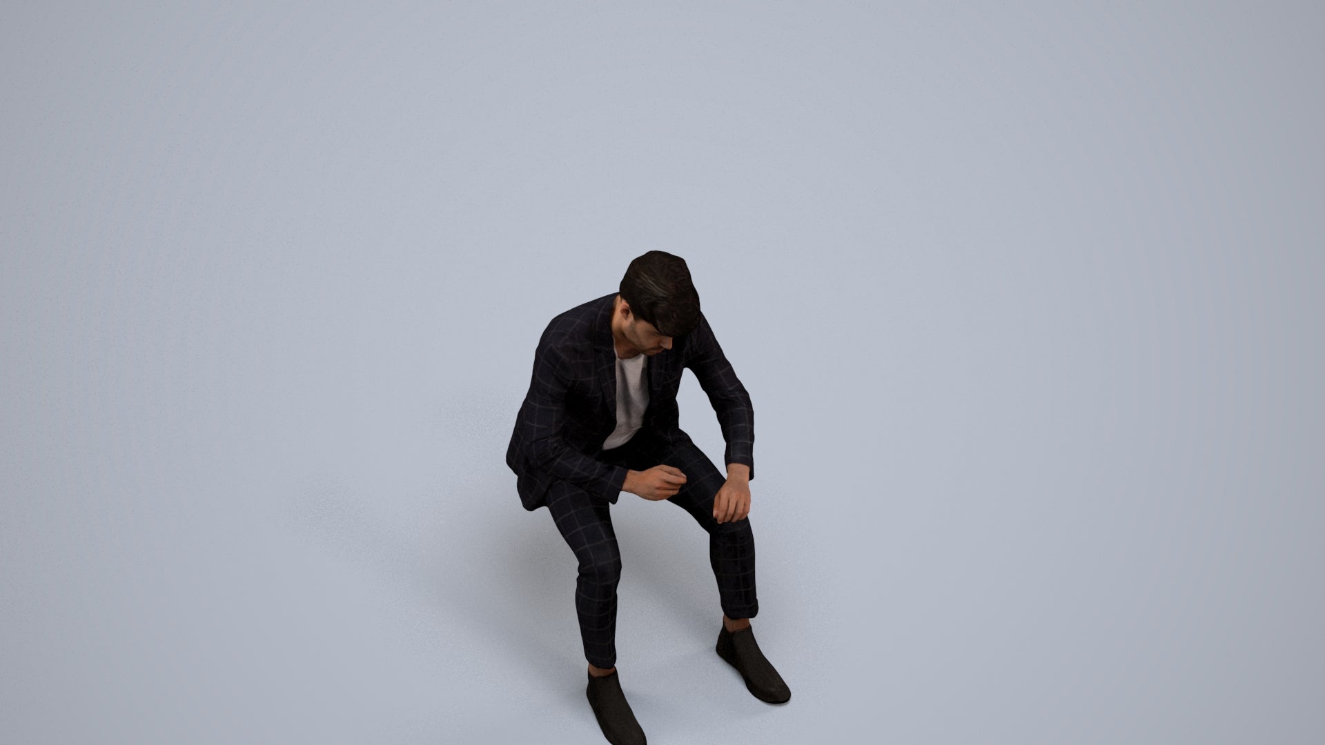 scanned 3D man business, photogrammetry people for Enscape and V-Ray, back view render