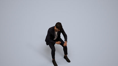 scanned 3D man business, photogrammetry people for Enscape and V-Ray, back view render