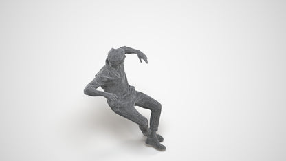 realistic 3D man casual sitting, scanned archviz people for Blender and 3ds Max, wireframe three-quarter view