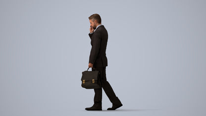 realistic 3D human man business, archviz people FBX OBJ for Blender, three-quarter view render