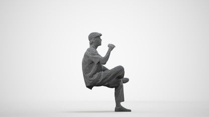 realistic 3D people man casual sitting, render-ready for V-Ray and Corona, FBX OBJ, wireframe side view