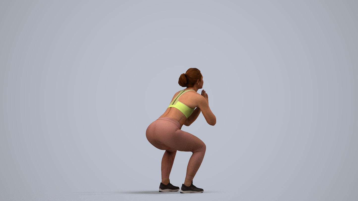 realistic 3D people woman sport, render-ready for V-Ray and Corona, FBX OBJ, side view render