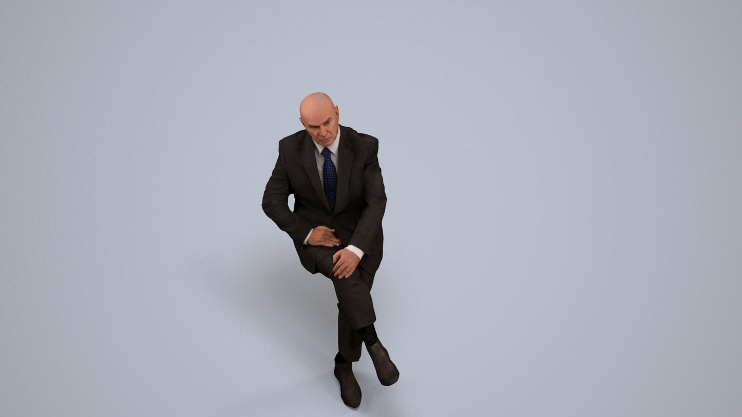 realistic 3D people senior man business, render-ready for V-Ray and Corona, FBX OBJ, back view render