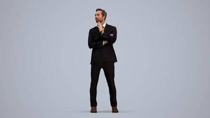3D human model man formal business, photogrammetry scanned person for archviz, standing pose render