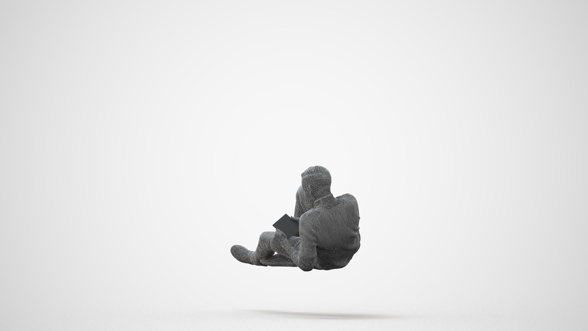 3D scanned man sitting casual, photorealistic archviz people for Enscape and SketchUp, square thumbnail