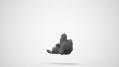 3D scanned man sitting casual, photorealistic archviz people for Enscape and SketchUp, square thumbnail