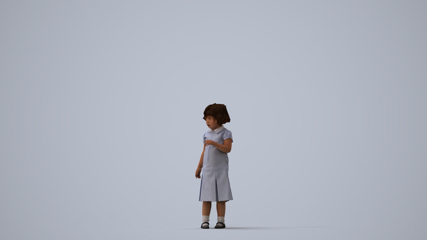 photogrammetry 3D girl kids, realistic human model archviz FBX, three-quarter view render