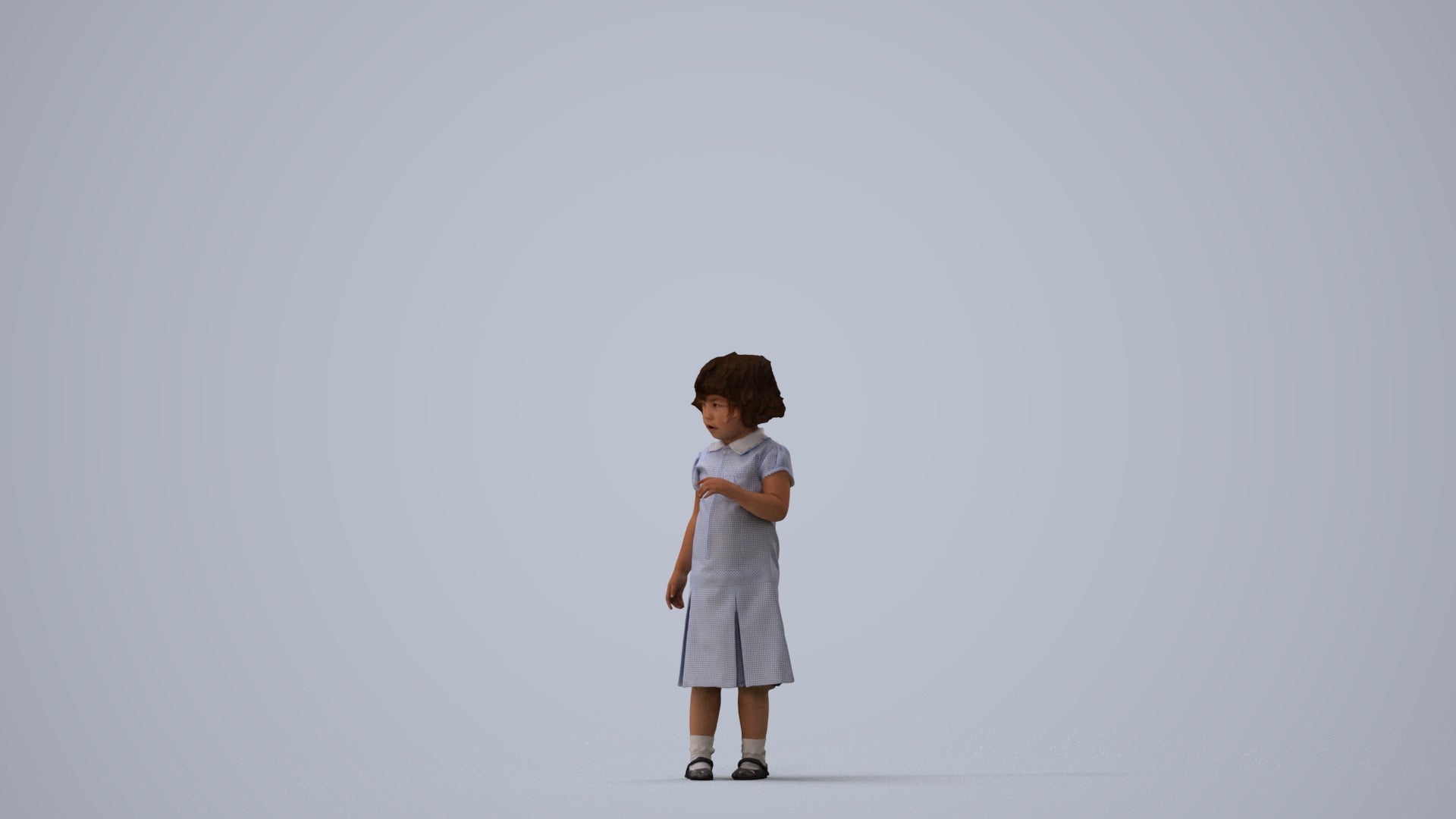 photogrammetry 3D girl kids, realistic human model archviz FBX, three-quarter view render