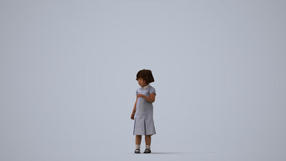 photogrammetry 3D girl kids, realistic human model archviz FBX, three-quarter view render