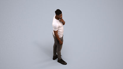 3D human model man casual standing, photogrammetry scanned person for archviz, back view render