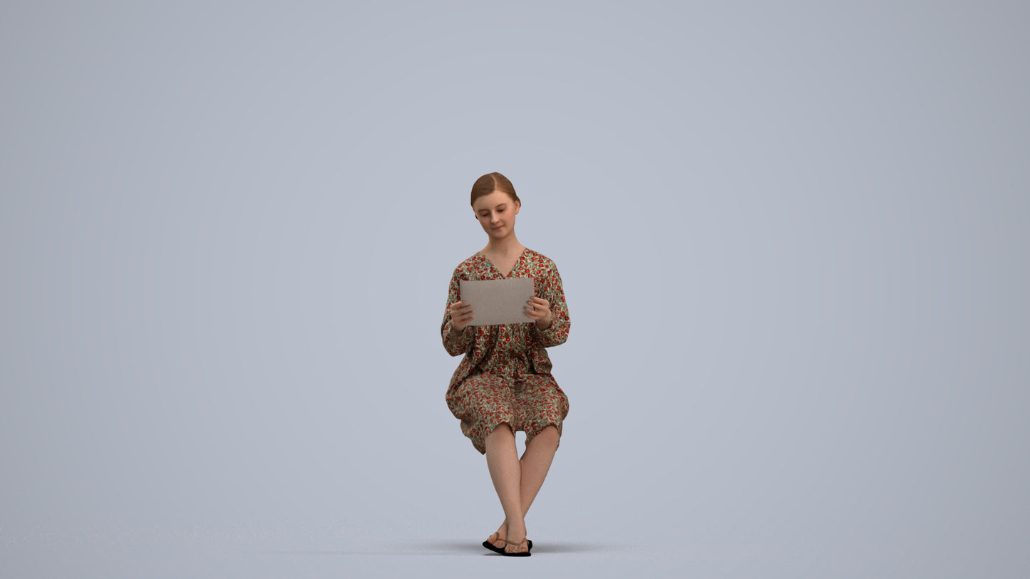 realistic 3D people girl casual kids, render-ready for V-Ray and Corona, FBX OBJ, standing pose render