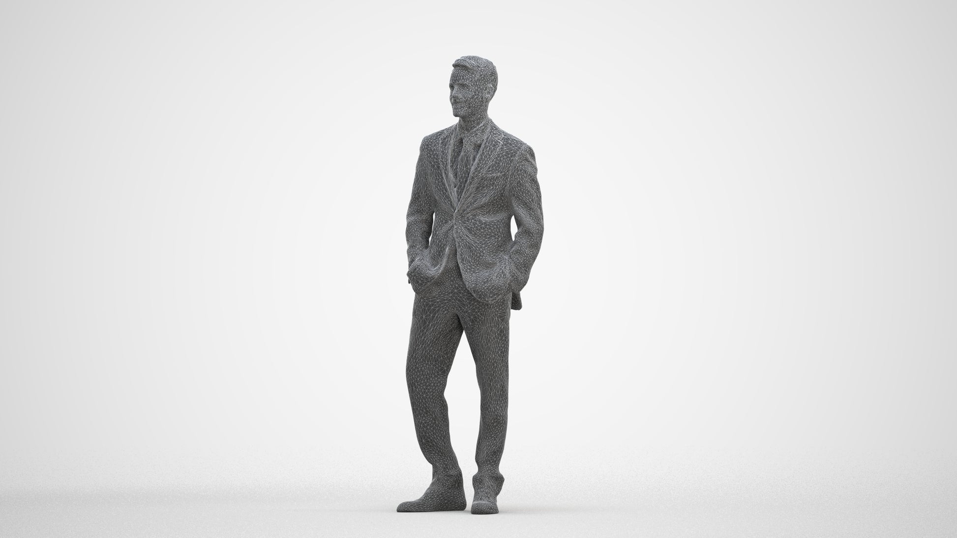 realistic 3D man business, scanned archviz people for Blender and 3ds Max, three-quarter front view render