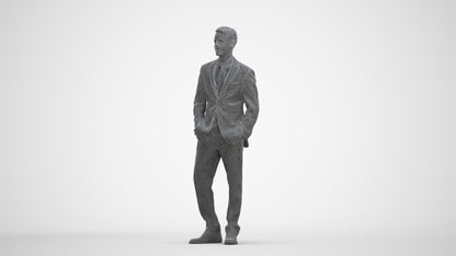 realistic 3D man business, scanned archviz people for Blender and 3ds Max, three-quarter front view render