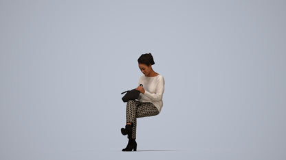scanned 3D woman casual kids, photogrammetry people for Enscape and V-Ray, top-down view render