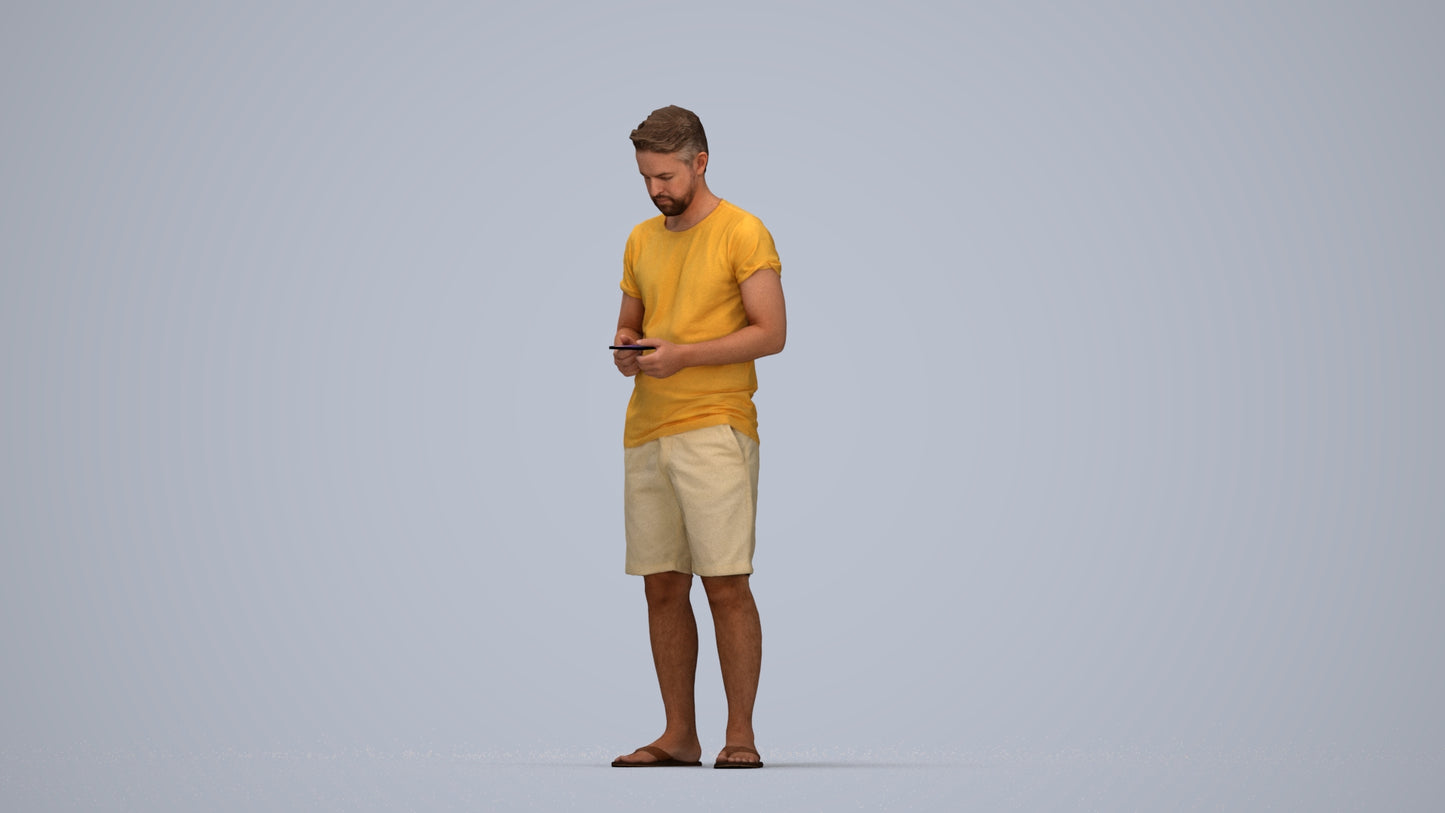 realistic 3D human man standing, archviz people FBX OBJ for Blender, top-down view render