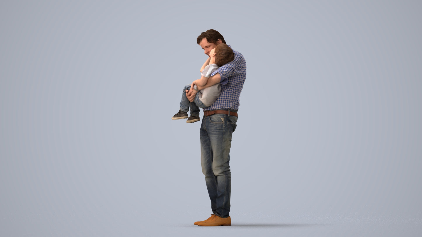 realistic 3D people boy casual kids, render-ready for V-Ray and Corona, FBX OBJ, three-quarter view render
