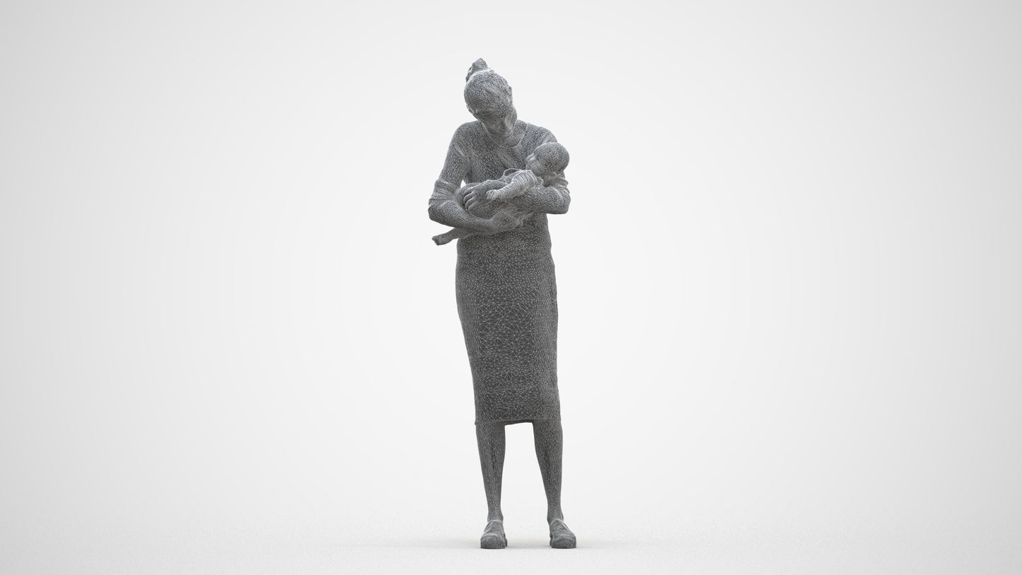 3D human model girl casual kids, photogrammetry scanned person for archviz, three-quarter front view render