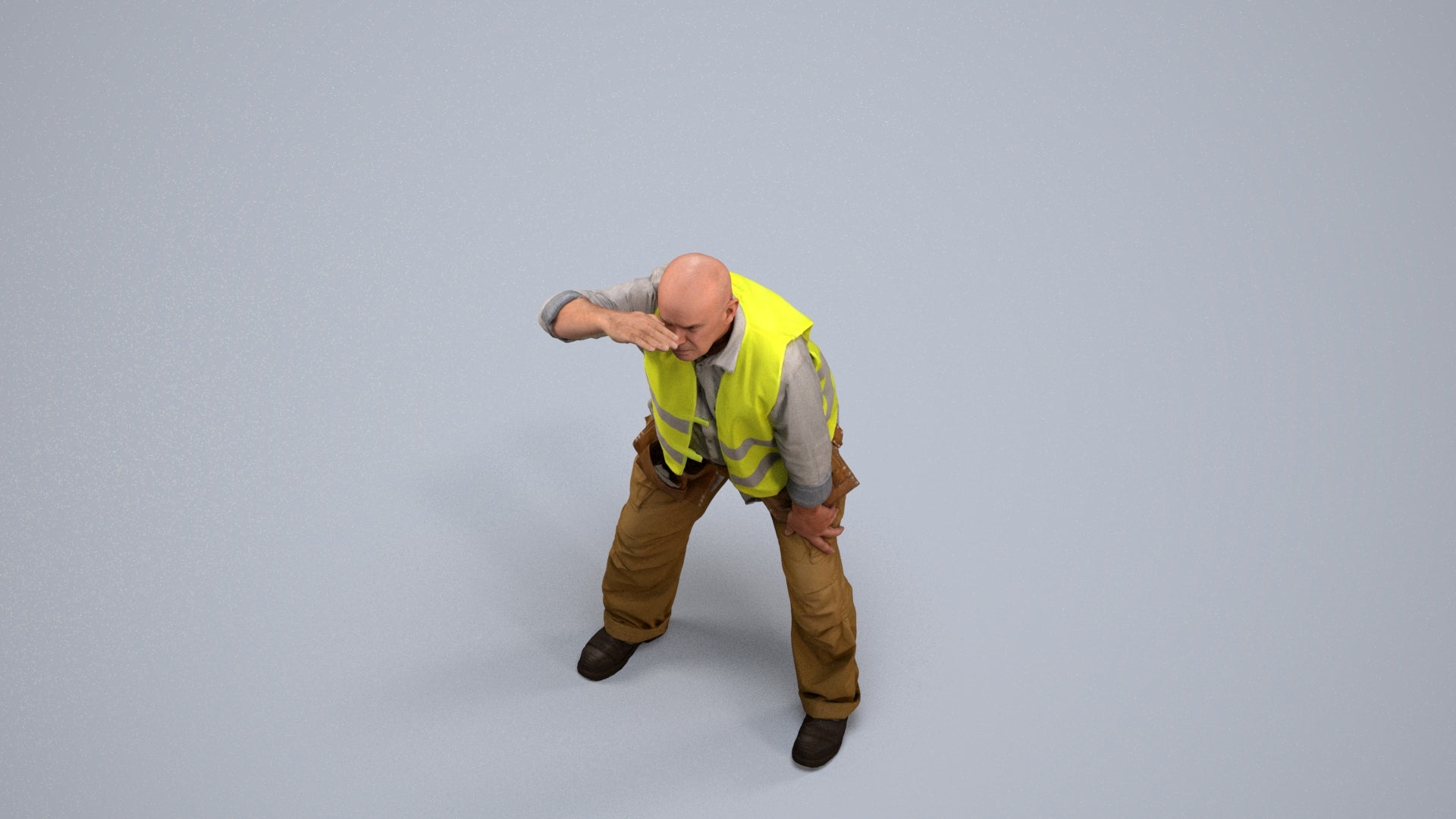 realistic 3D senior man standing, scanned archviz people for Blender and 3ds Max, back view render