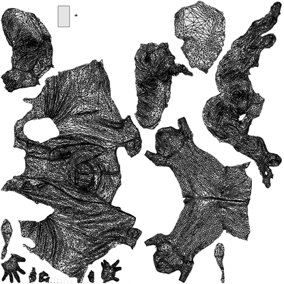 scanned 3D woman business sitting, photogrammetry people for Enscape and V-Ray, wireframe top-down view
