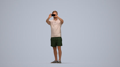 realistic 3D people man casual standing, render-ready for V-Ray and Corona, FBX OBJ, top-down view render