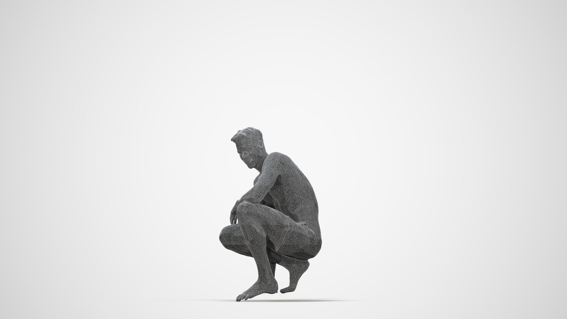 realistic 3D human man pool, archviz people FBX OBJ for Blender, wireframe back view