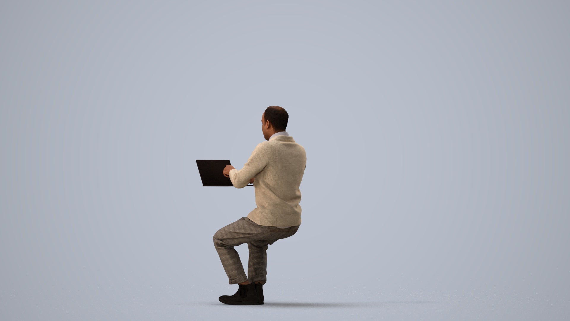 realistic 3D human man business, archviz people FBX OBJ for Blender, three-quarter view render