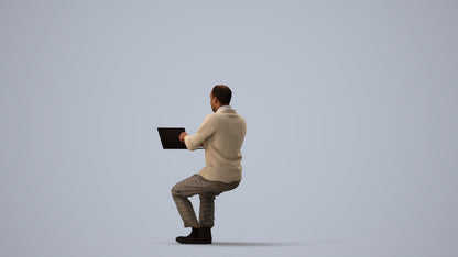 realistic 3D human man business, archviz people FBX OBJ for Blender, three-quarter view render