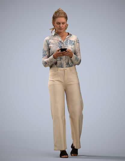 scanned 3D woman casual standing, photogrammetry people for Enscape and V-Ray