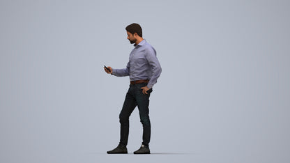 3D scanned man standing business, photorealistic archviz people for Enscape and SketchUp, top-down view render